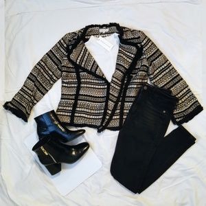 Moon River Black & Gold Tweed Blazer Jacket︱Size S